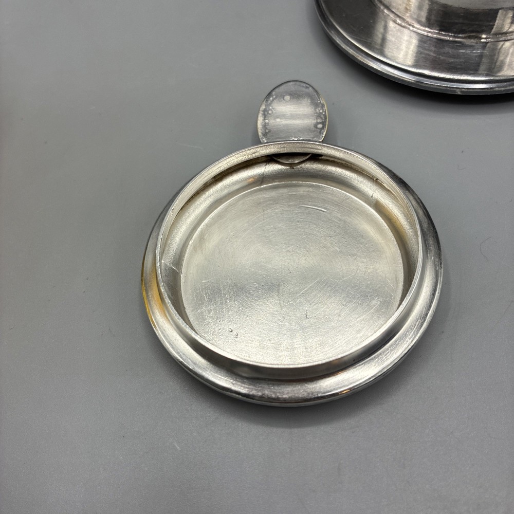 Silver Plate Tea Strainer Press Cup Handle Lid 3pc Marked