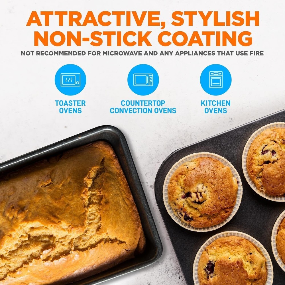 8-Piece Stackable Nonstick Bakeware Set Steel Baking Tray for Food Prep Serving