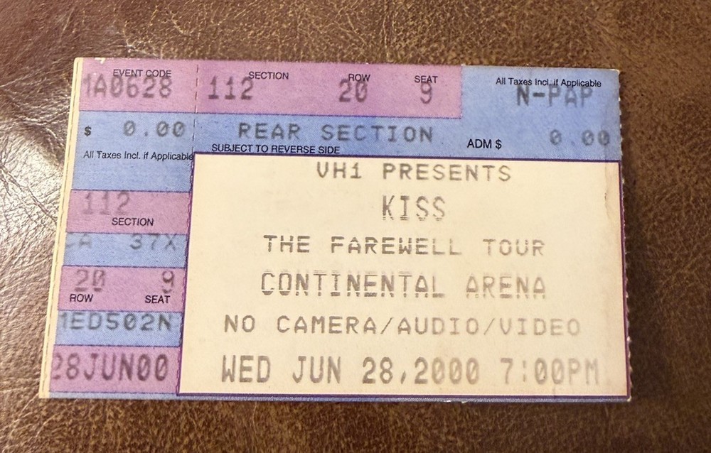 KISS/SKID ROW/TED NUGENT RARE CONCERT TICKET STUB EAST RUTHERFORD, NJ 06/28/2000