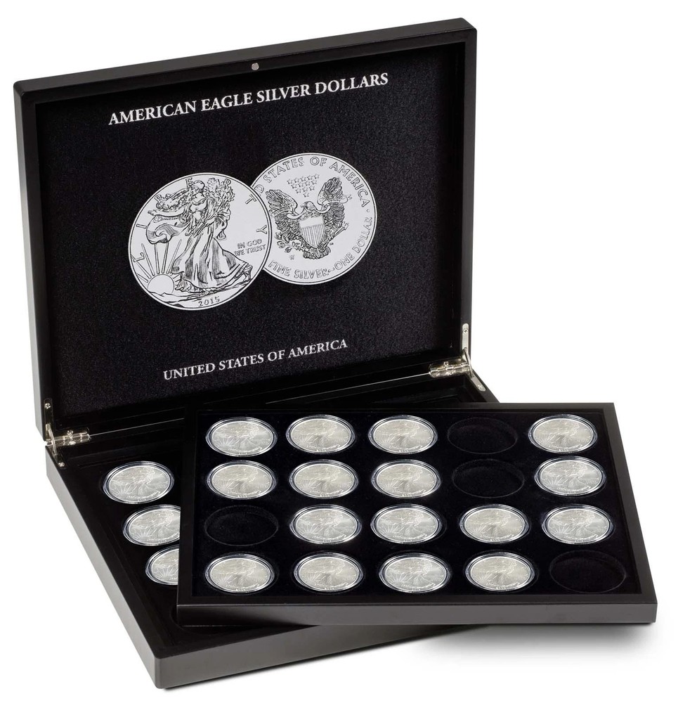Silver Eagle Display Case Box  + 1 Tray + 40 Lighthouse 41mm Capsules Free!
