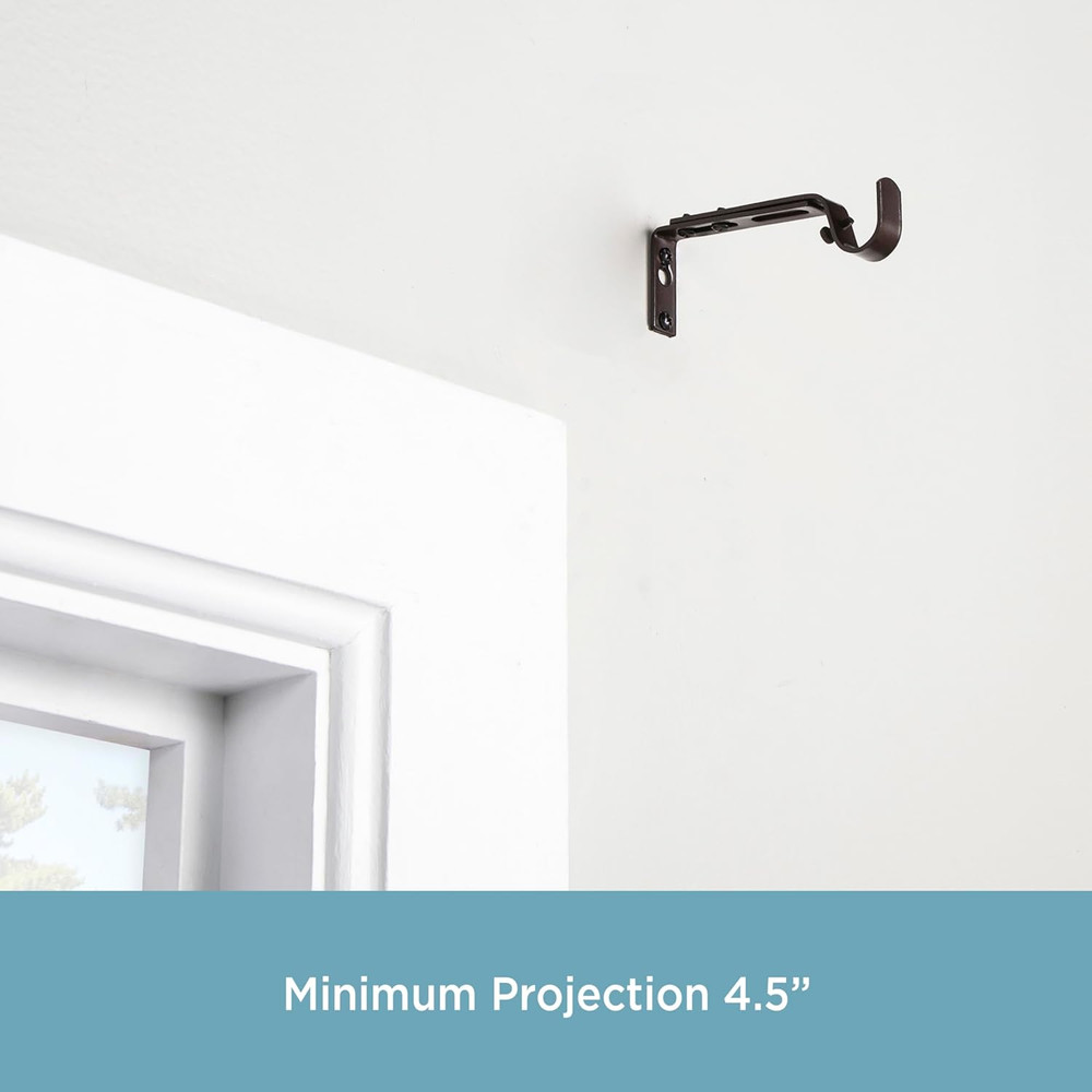 Adjustable Curtain Rod Brackets, Mocha (2-Pack)