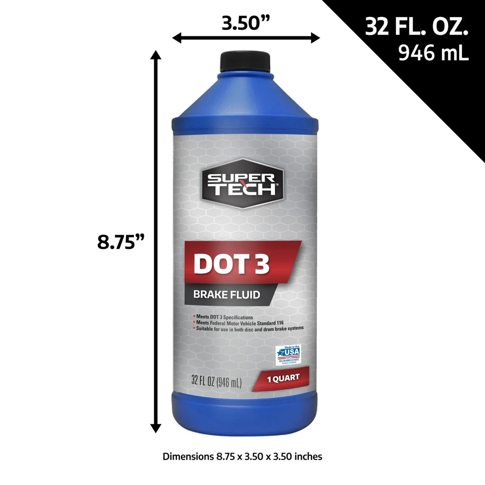 (6 pack) Super Tech DOT 3 Brake Fluid, 32 oz