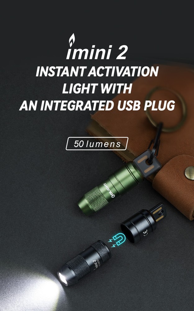 Olight imini 2 Rechargeable Mini Keychain Flashlight, 50 Lumens