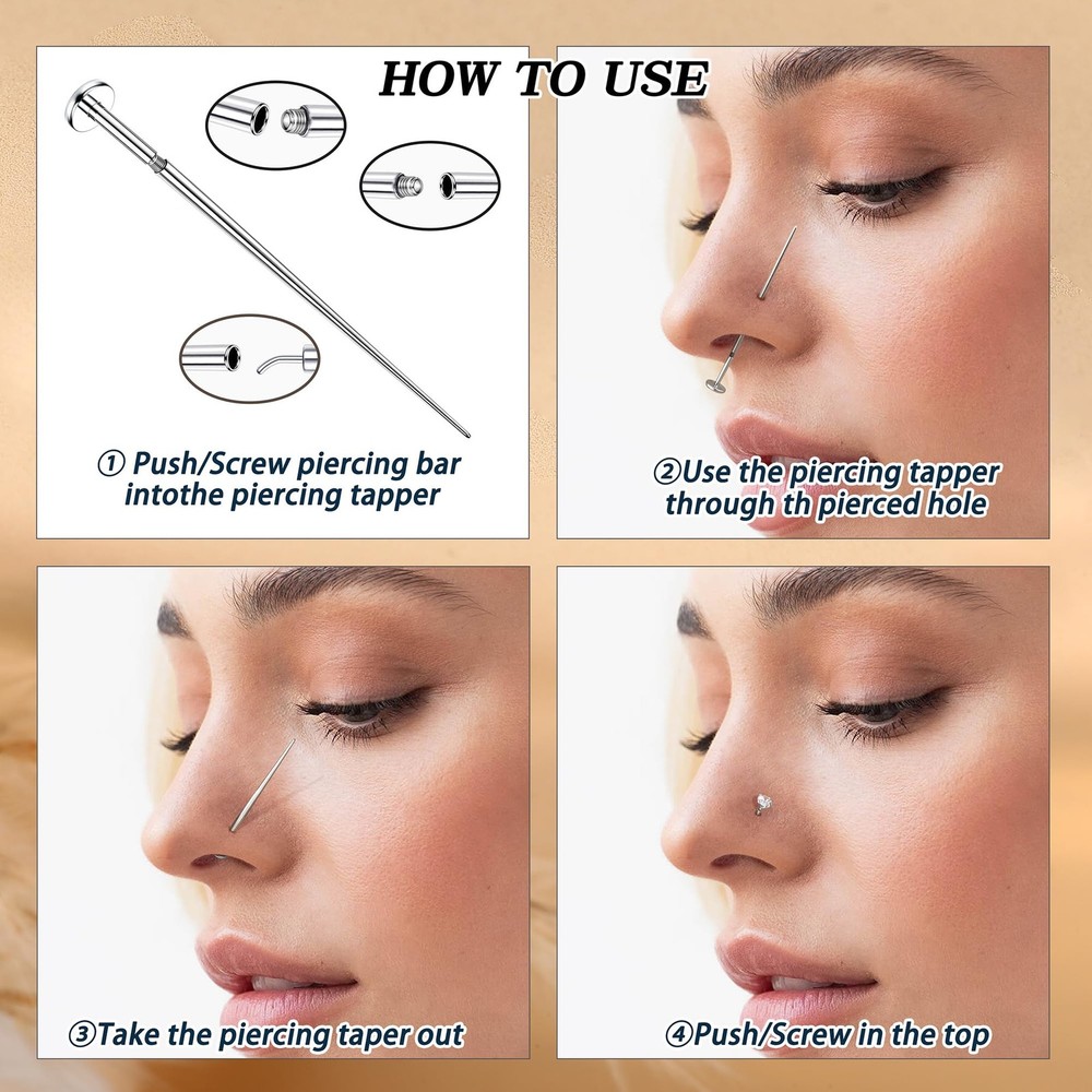 Piercing Taper Ball Grabber Changing Tool Set Flat Back Earrings Applicator ...