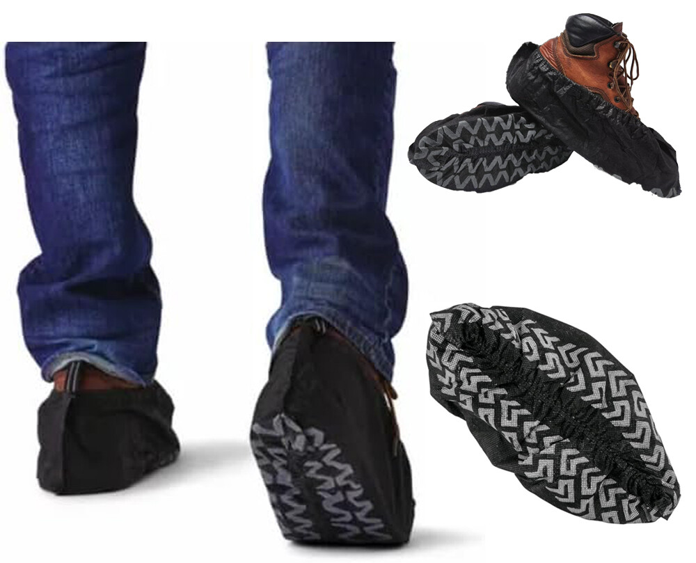 100- 500 Pairs Disposable Boot&Shoe Covers Non woven X-Large Black