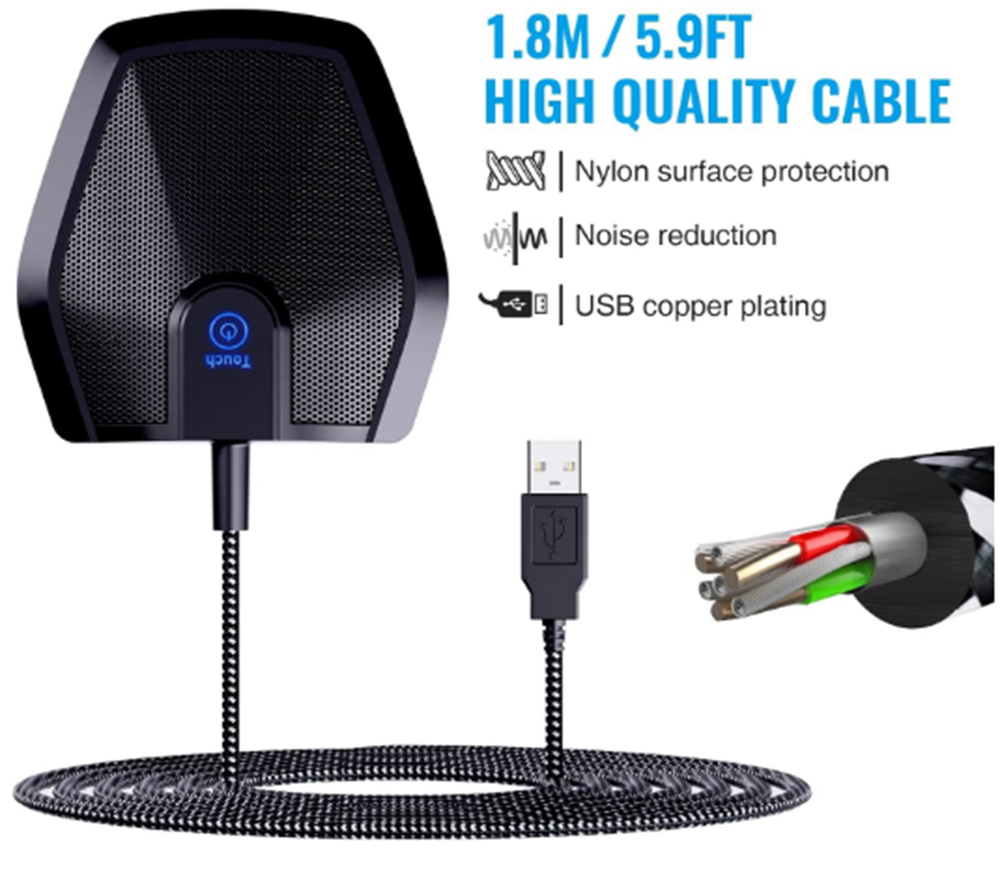 Conference USB Microphone for Computer Plug & Play Compatible w/Mac OS X Windows