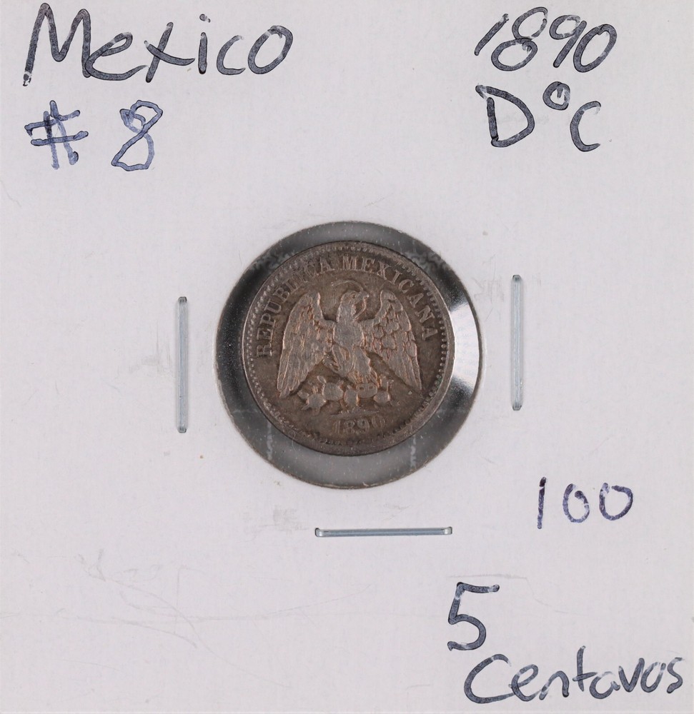 1890 Do C Mexico Silver 5 Centavos Durango #8