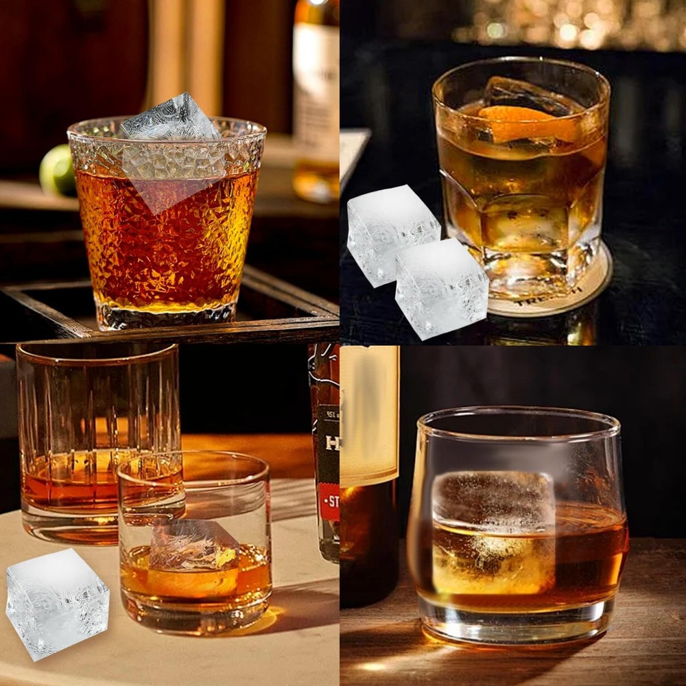 Large Silicone Ice Cube Tray with Lid (2.5-Inches), Stackable Square Ice Cube...