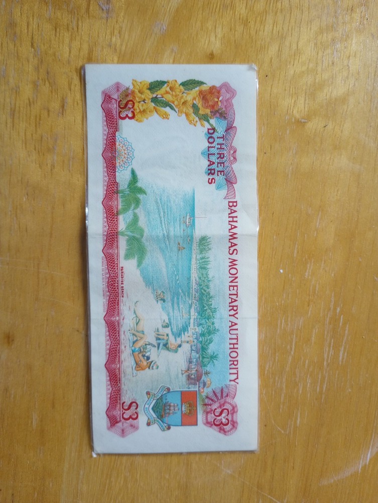 1968 Bahamas Monetary Authority 3 Dollars Circulated