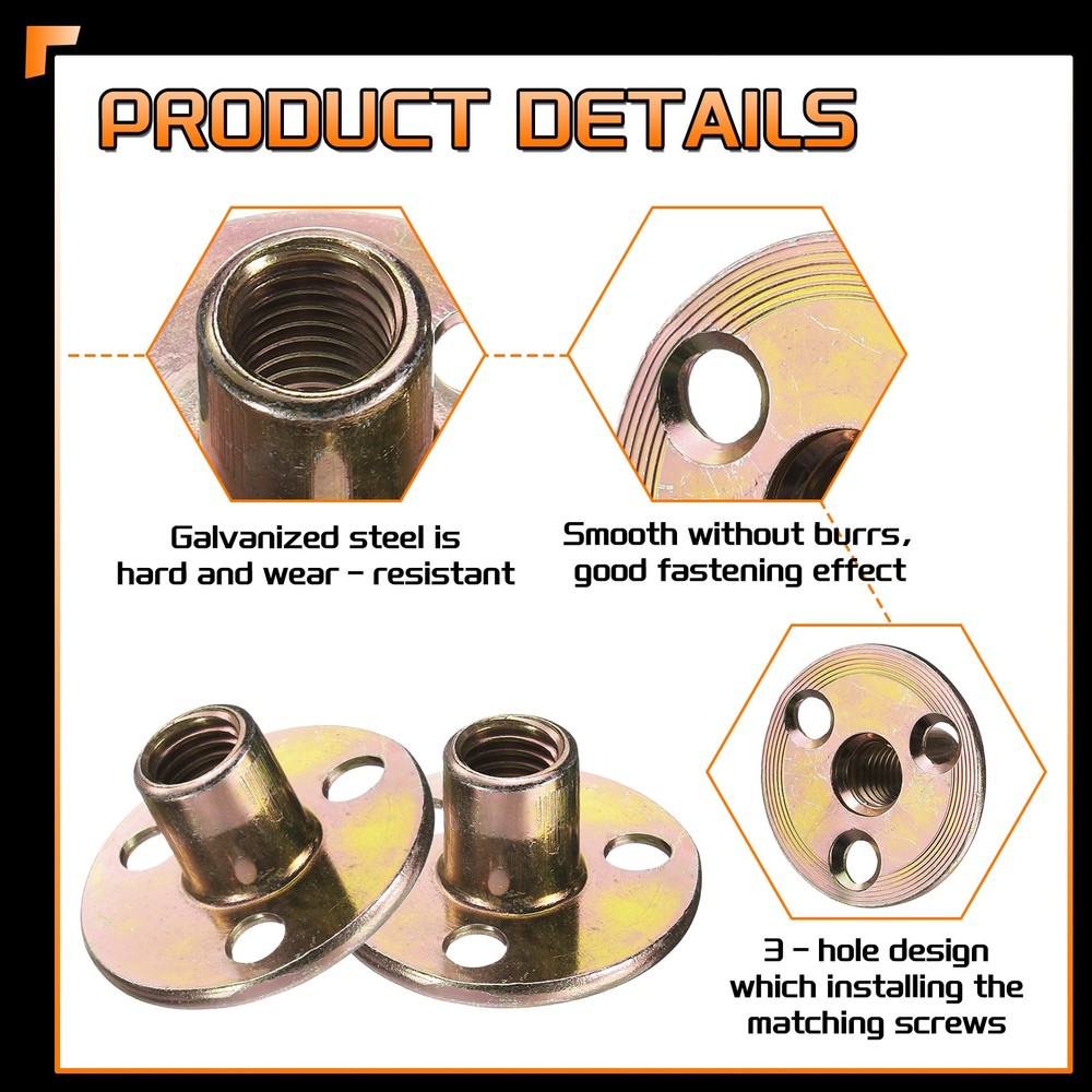 8Pcs Round Nut M10 3 Hole, H17.3mm, Multicolor,