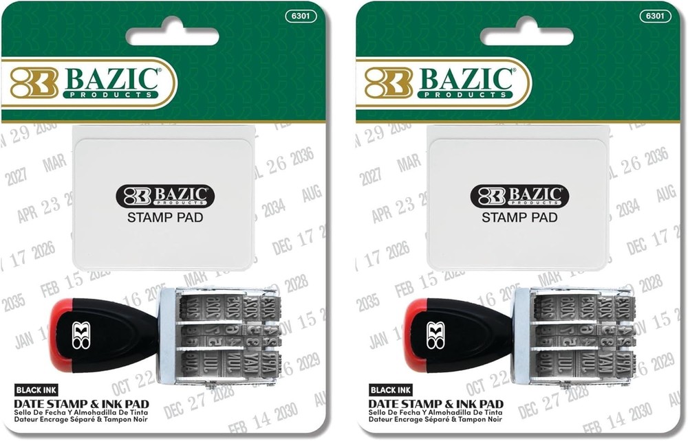 Efficient Date Stamp Set: 2-Pack with Adjustable Features and Ink Pad Included