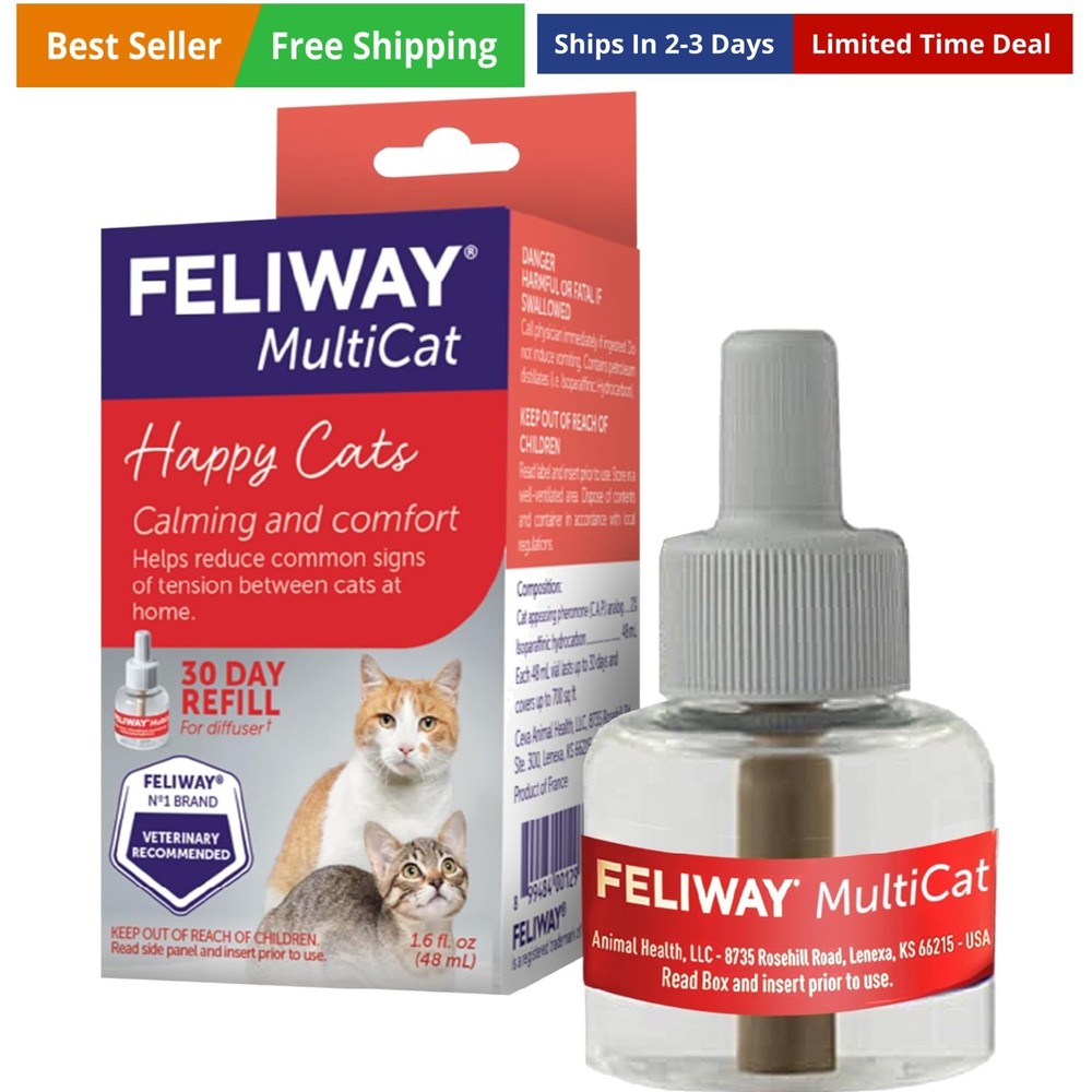 MultiCat 30 Day Cat Calming Refill for Pheromone Diffuser, 48ml - 1x 30 Day -...