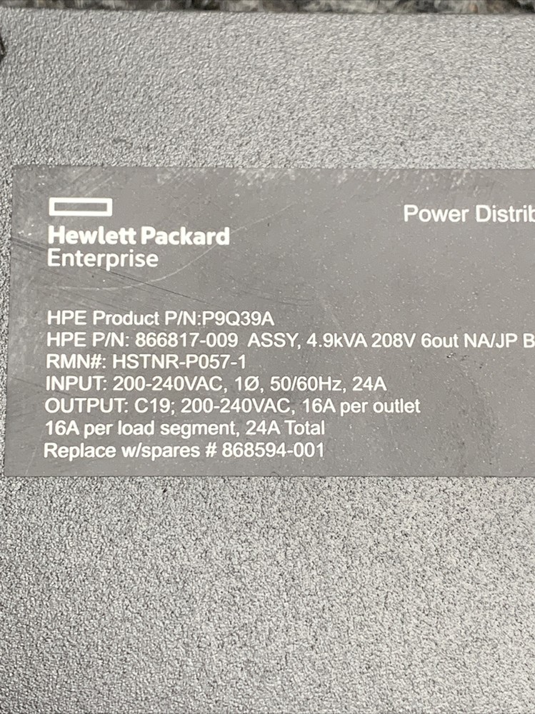 HPe P9Q39A 4.9KVA Basic PDU Input 6 Power Distribution unit
