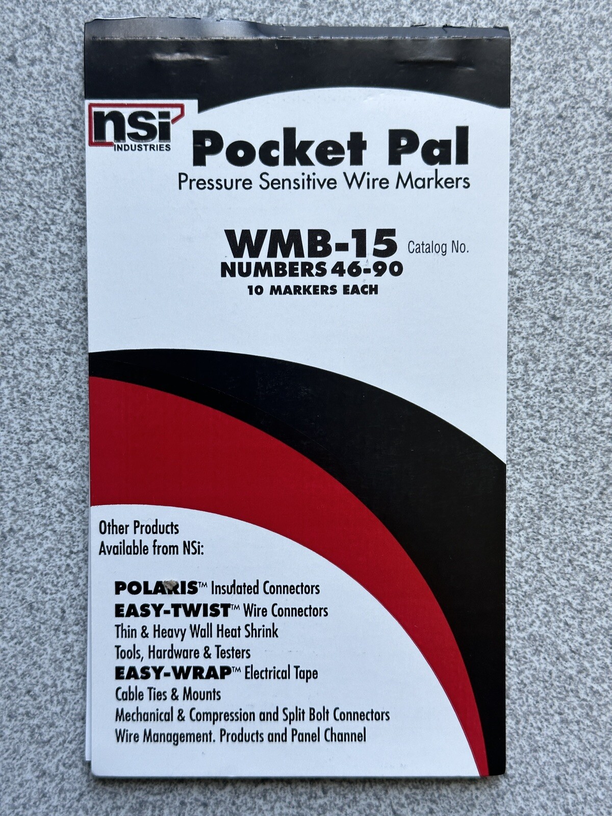 NEW NSI WMB-15 Pocket Pal Wire Marker Book, Numbers 46-90, 450 markers total