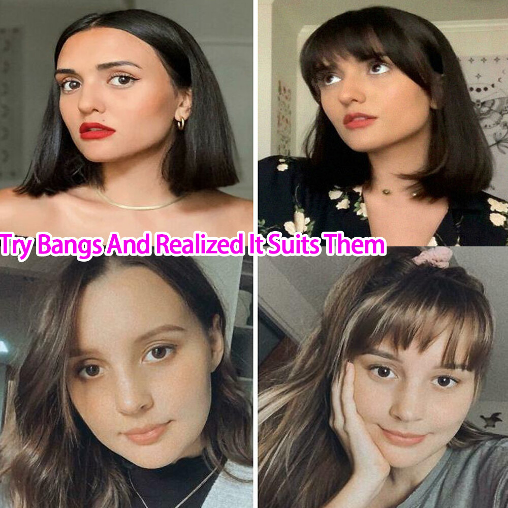 Clip In 100% Remy Air Thick Fringe Bangs Human Hair Extensions Hairpiece Topper