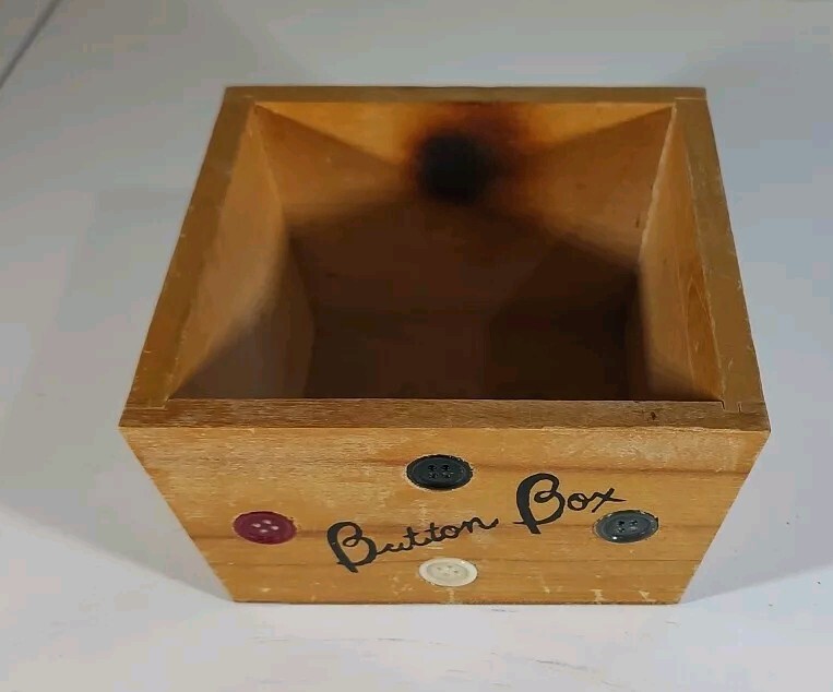 Sewing Button Box: Small Wood Box with side Handles