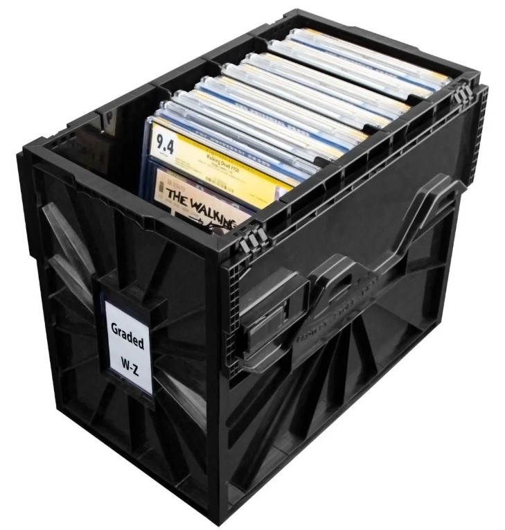BCW Stackable Graded Comic Book Bin with Partition - Black (30 Comic Capacity)