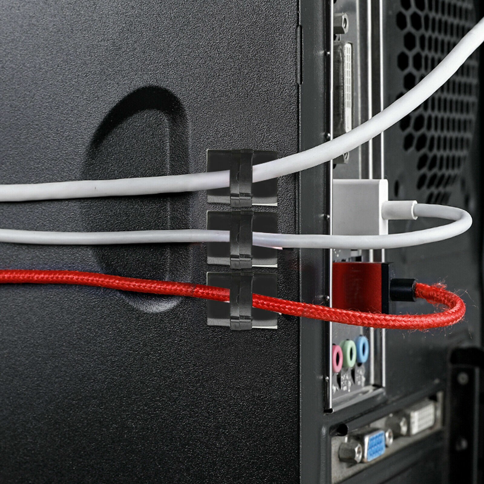 100Pcs Cable Clips Self-Adhesive Cord Management Wire Holder Organizer Clamp NEW