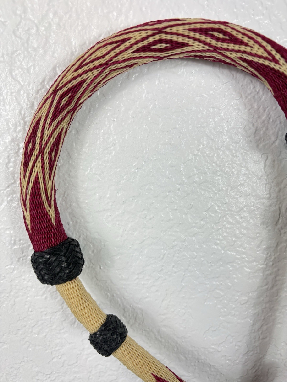 Hand Crafted Hitched Horsehair Bosal with Rawhide Core and Leather