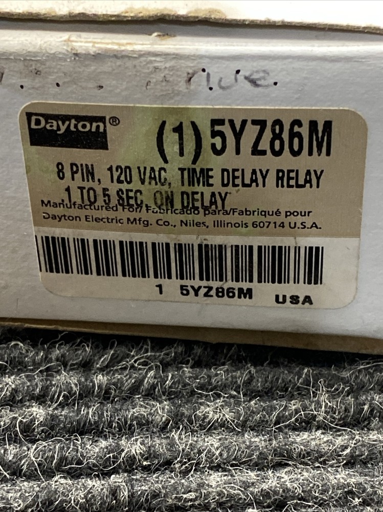 NEW DAYTON 5YZ86M TIMER TIME DELAY RELAY .1SEC-5 SEC