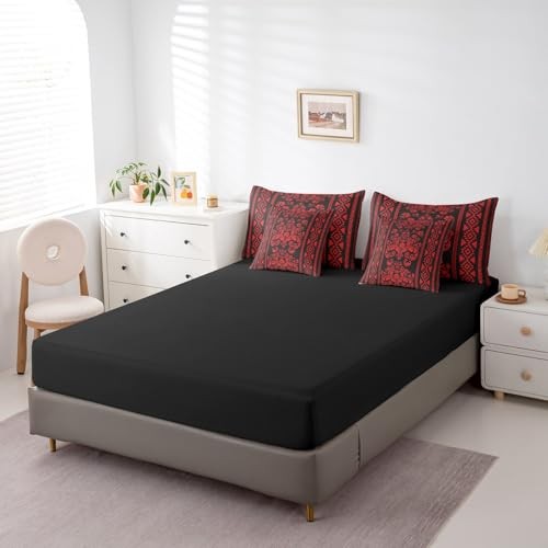 Victorian Decor Western Size Comforter Set with Sheets - Damask 7 King Red