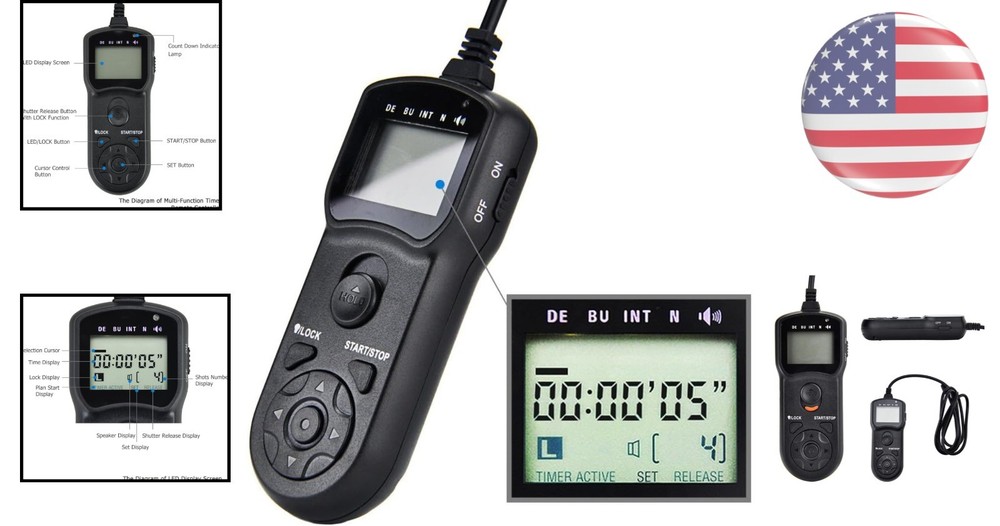 Ergonomic Digital Timer Remote Shutter Release for Olympus Cameras - 10m Range