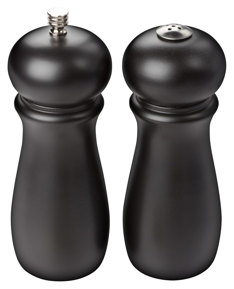 Salt & Pepper Grinder Set, Wooden, Black (12 Set)