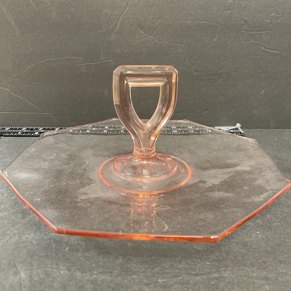 Pink Depression Glass Octagon Pastry Server