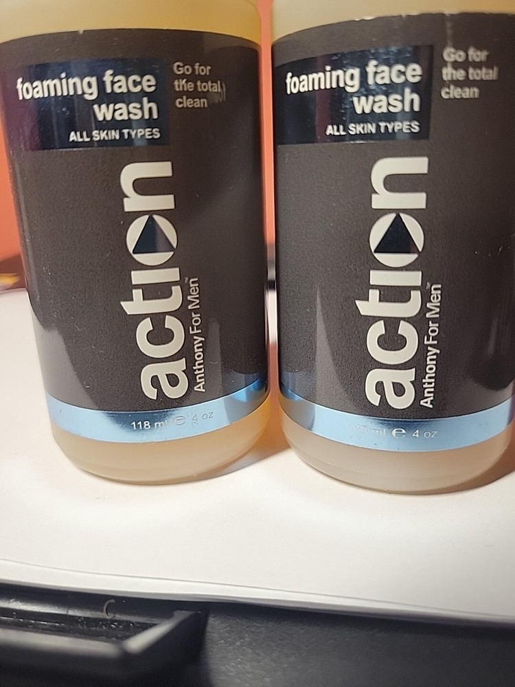 2-PACK Action FOAMING FACE WASH For Men By Anthony, 4 OZ EACH