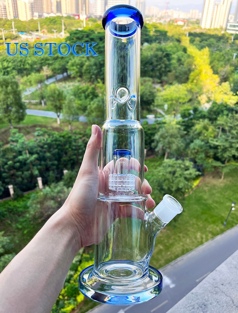 15'' Heavy Glass Bong Smoking Hookah Thick Percolate Water Pipe Beaker 14mm Bowl