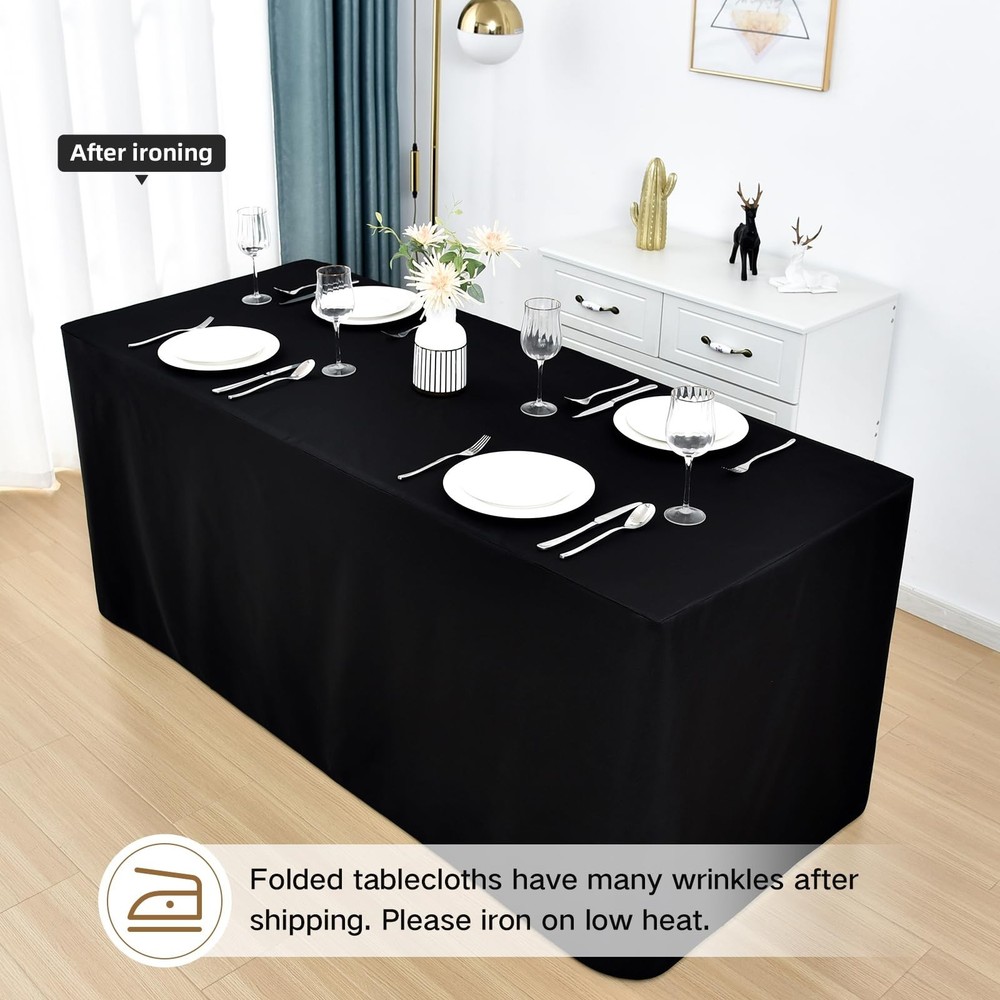 60X30 Inch Black Rectangle Fitted Tablecloth Open Back Fitted Table Cloth Was...