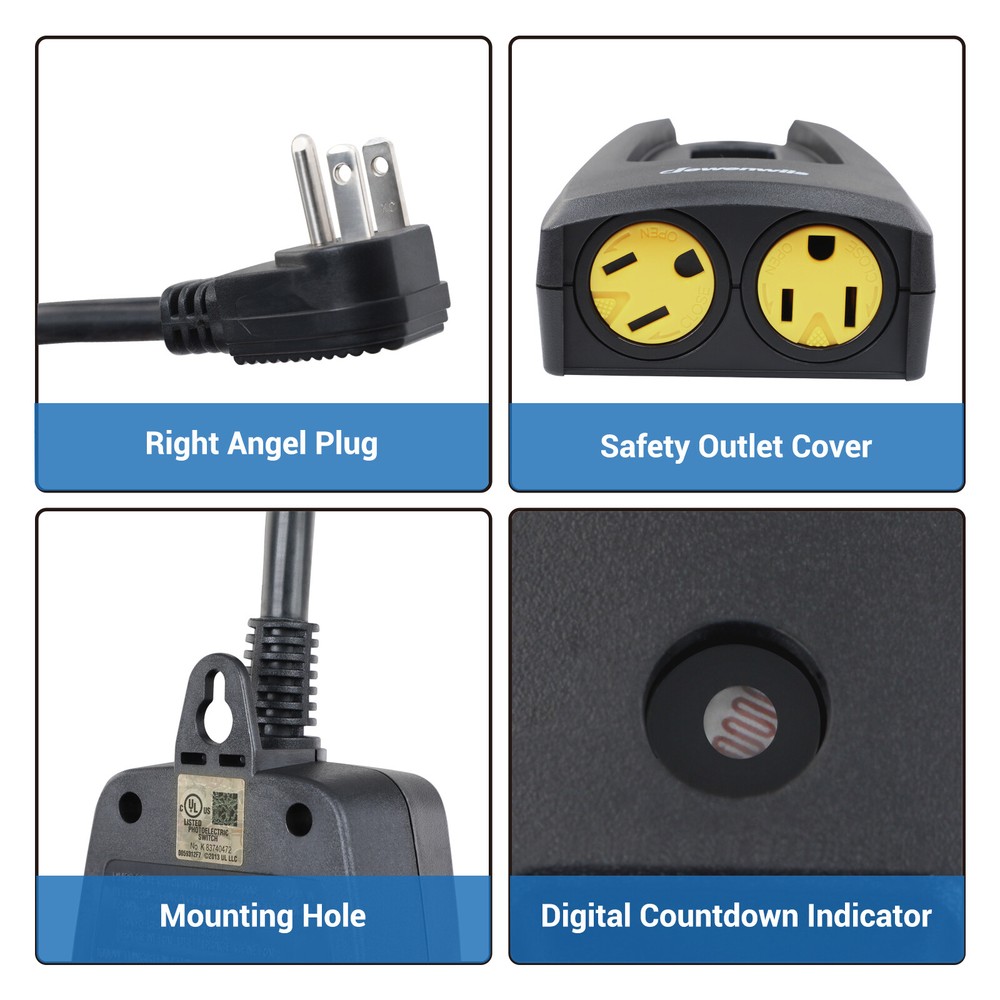 DEWENWILS Outdoor Light Timer Dusk to Dawn Plug in Countdown Timer with 2 Outlet