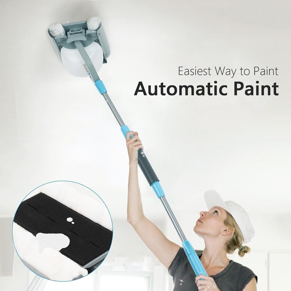 Automatic Paint Roller Kit, 8-Inch Ejection Paint Roller Brush with 1.2L Bucket