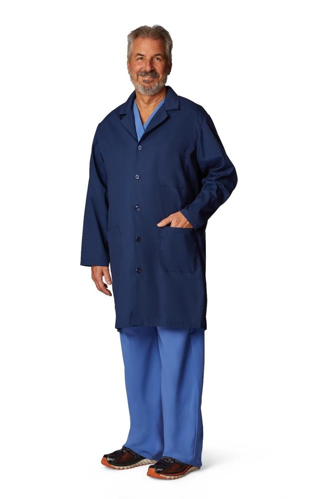 Knee Length Lab Coat, Navy, XX-Large