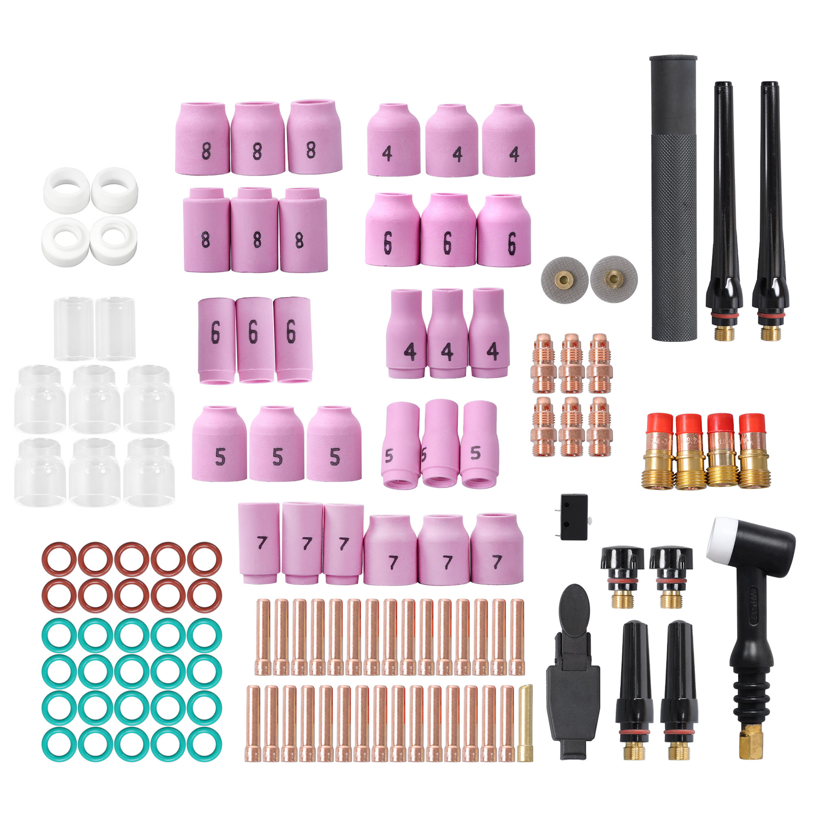 123 Pcs TIG Welding Torch Kit - Alumina Nozzle, Stubby Gas Lens for WP-17/18/26