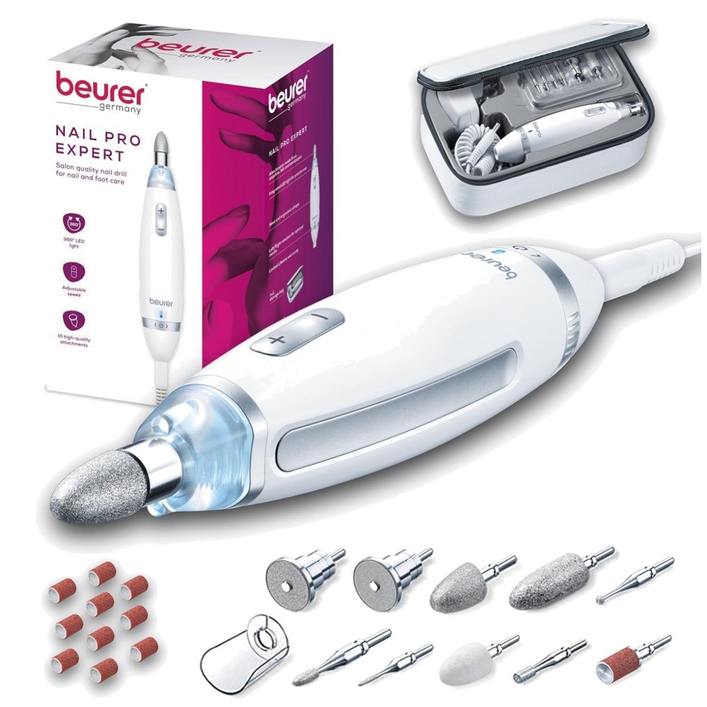 Professional Nail File Machine, LED Light, Storage Case