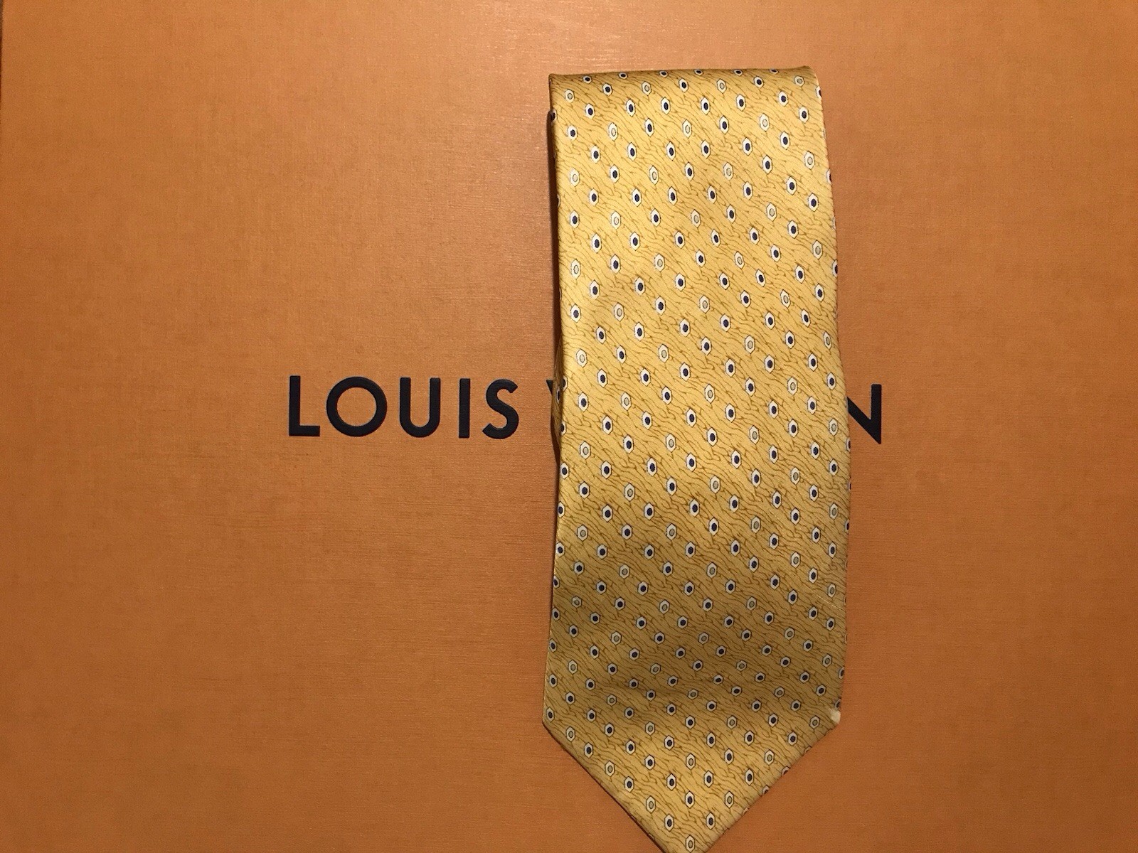 Vintage Louis Vuitton Tie Yellow 100% Silk