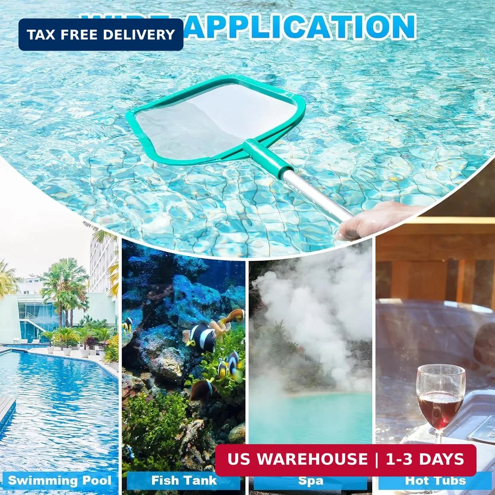 Pool Skimmer - Pool Net with Pole, Pool Skimmer Net with Solid Plastic Frame, Sk