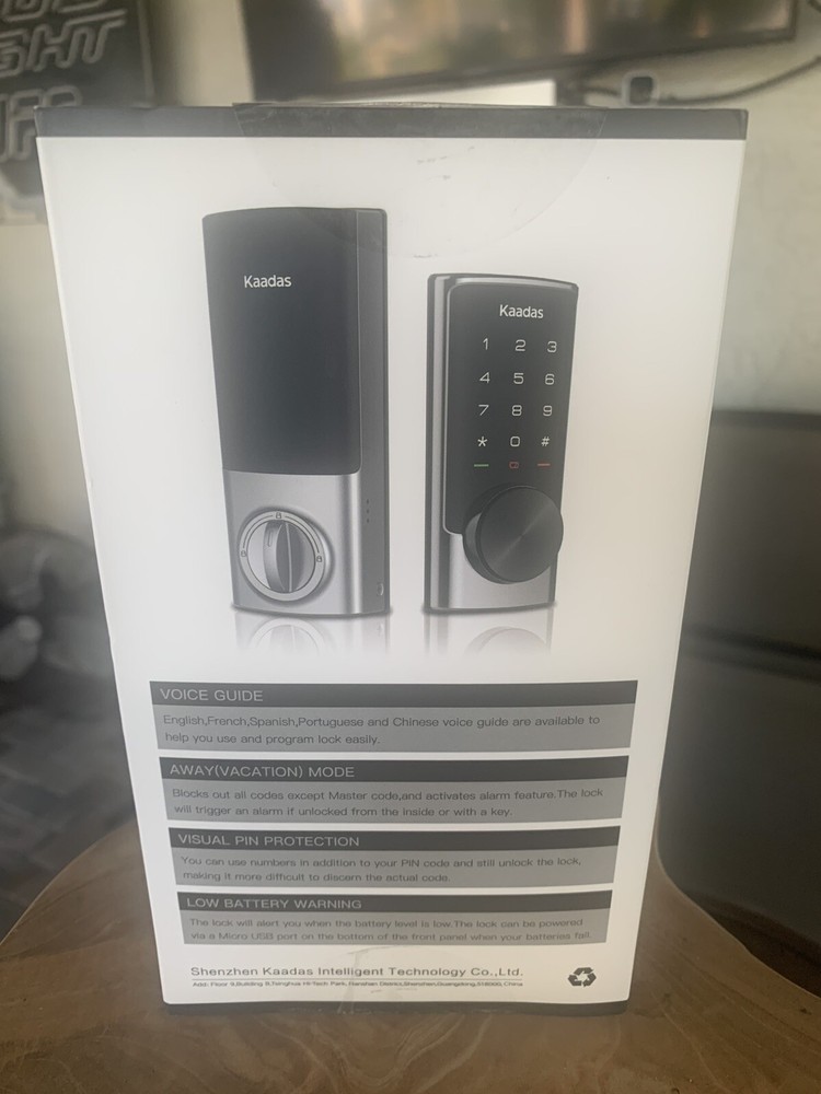 Kaadas RX-C Deadbolt Smart Lock Satin Nickel Bluetooth PIN Code Key