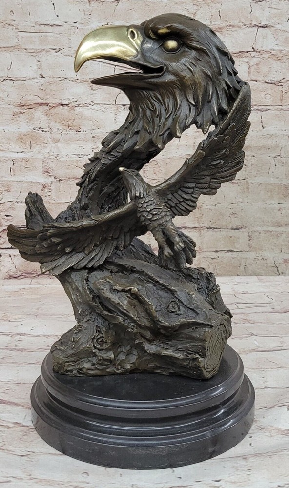 Hot Cast Bronze Eagle Head by Milo: Handcrafted Statue, Fine Artwork Decor