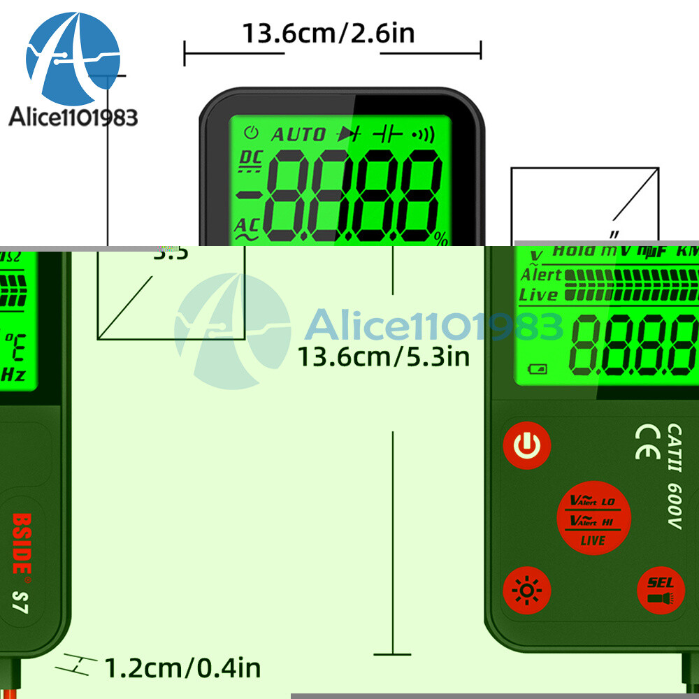 ADMS7 Portable Digital Smart Multimeter AC/DC Voltage Meter Tester 6000 Count