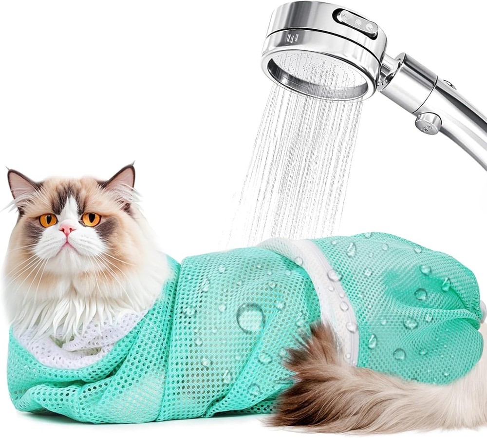 Cat Bag for Bath Adjustable Breathable Mesh Pet Restraint Bag