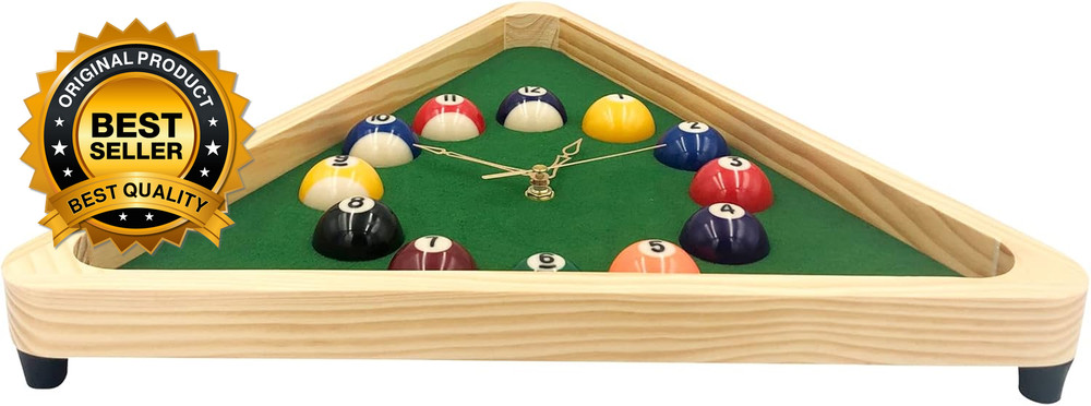 Billiards Pool Ball Clock - 14Inch Triangle Pool Table Cool Wall Clock Solid