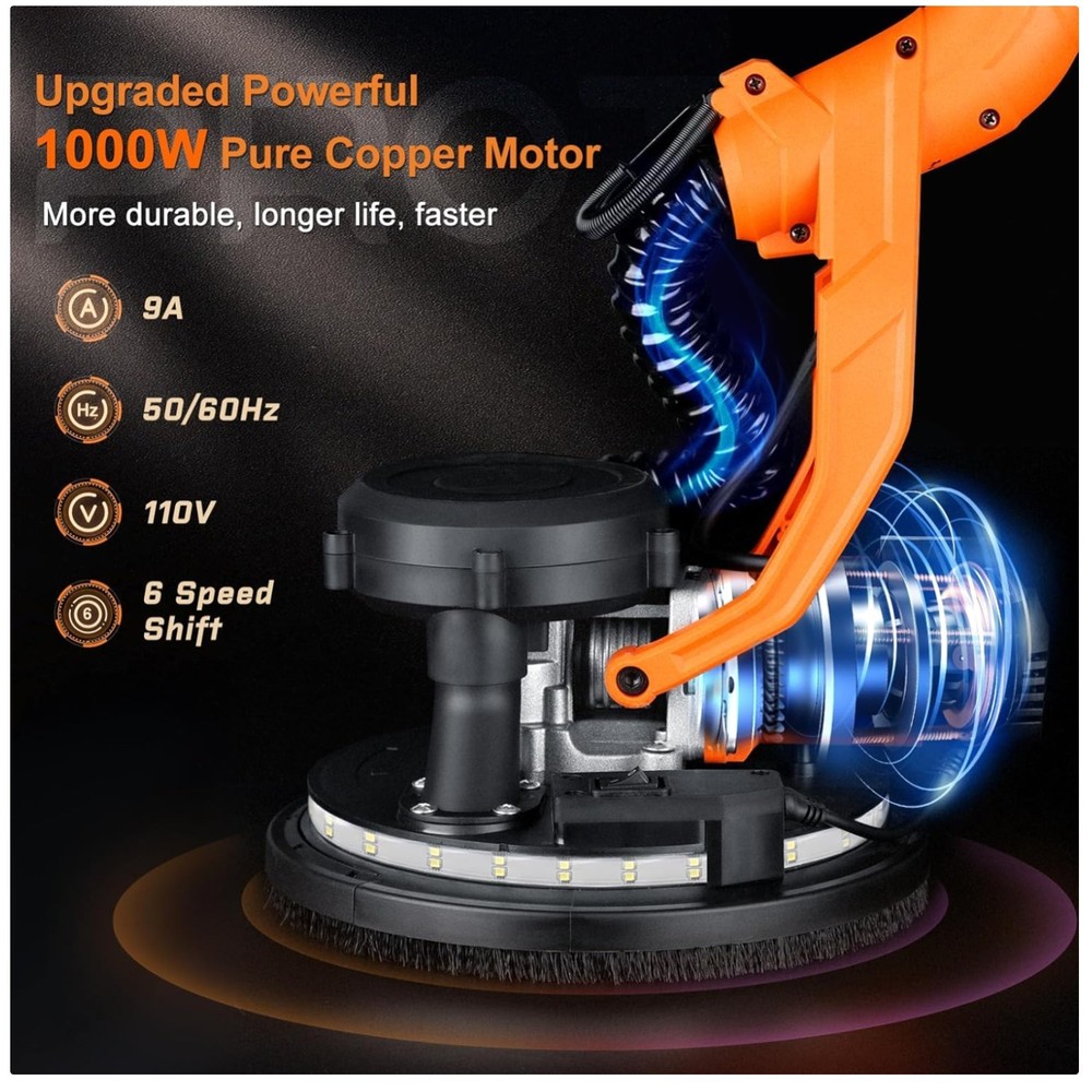 Efficient Dustless Drywall Sander with 360 LED Light