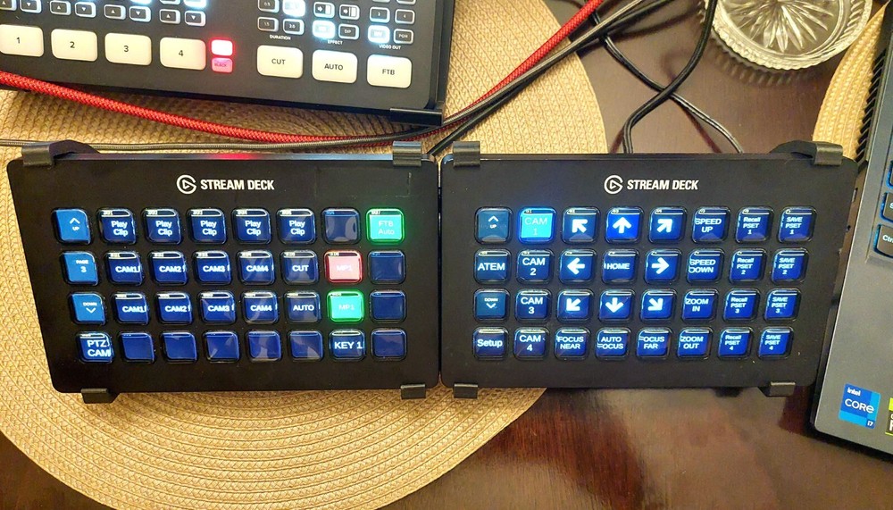 Stand for two “Elgato STREAMDECK XL” units placed horizontal side by side