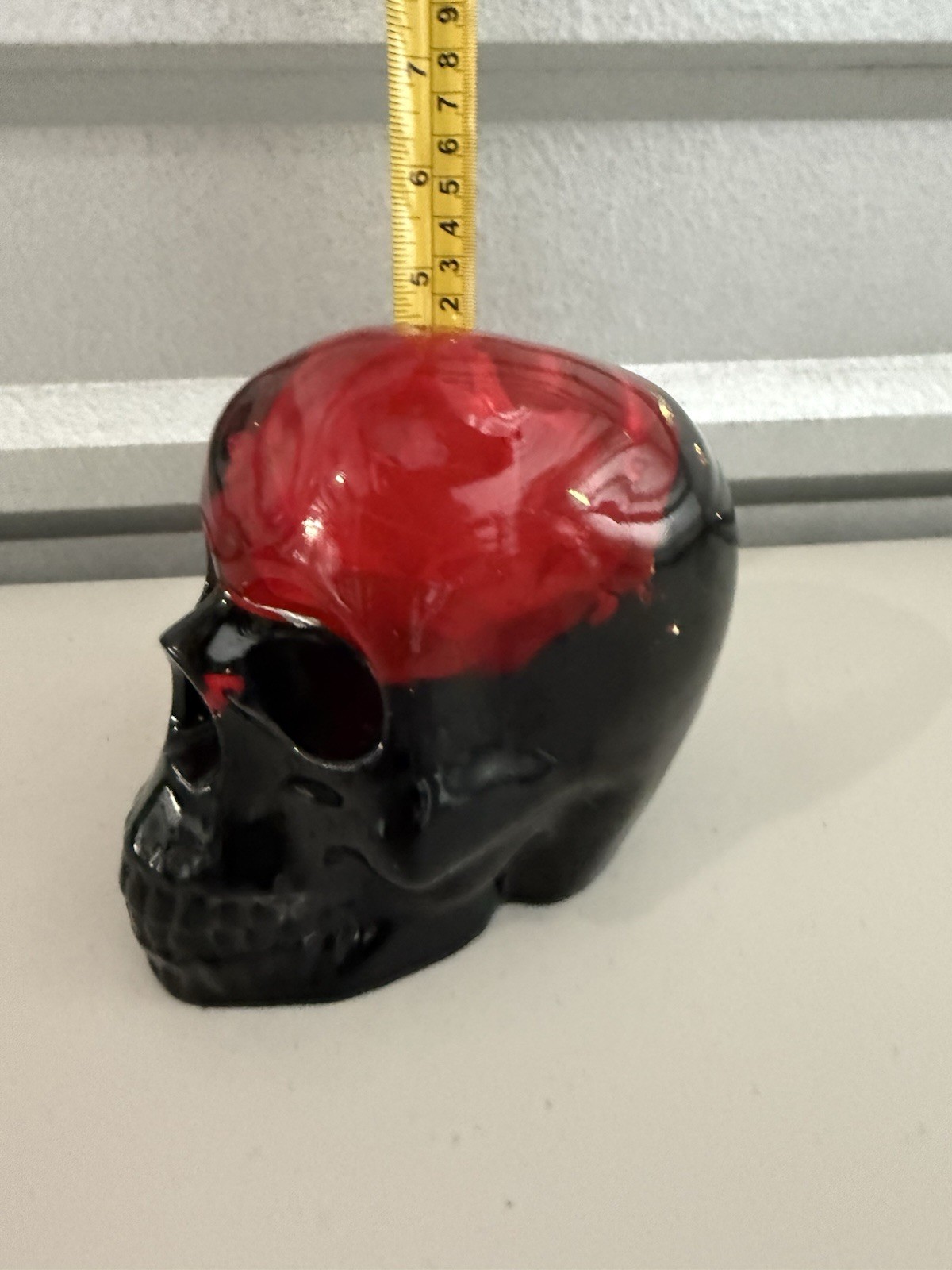 Black Red Crystal Skull Rose Statues Halloween Glass Skull Head 5”