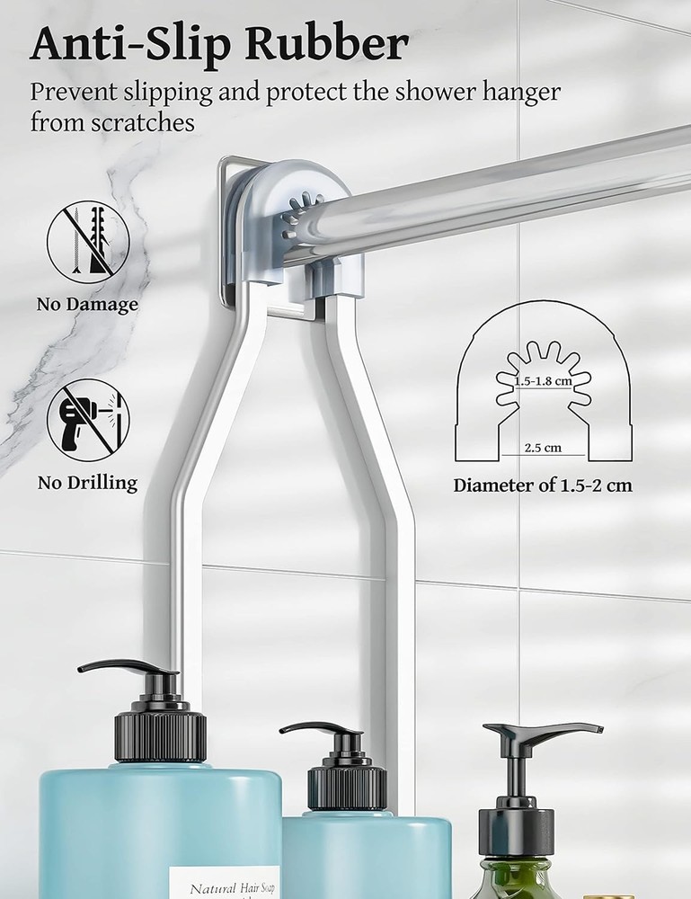 YASONIC Shower Caddy Hanging - Never Rust Organizer - Large, Silver