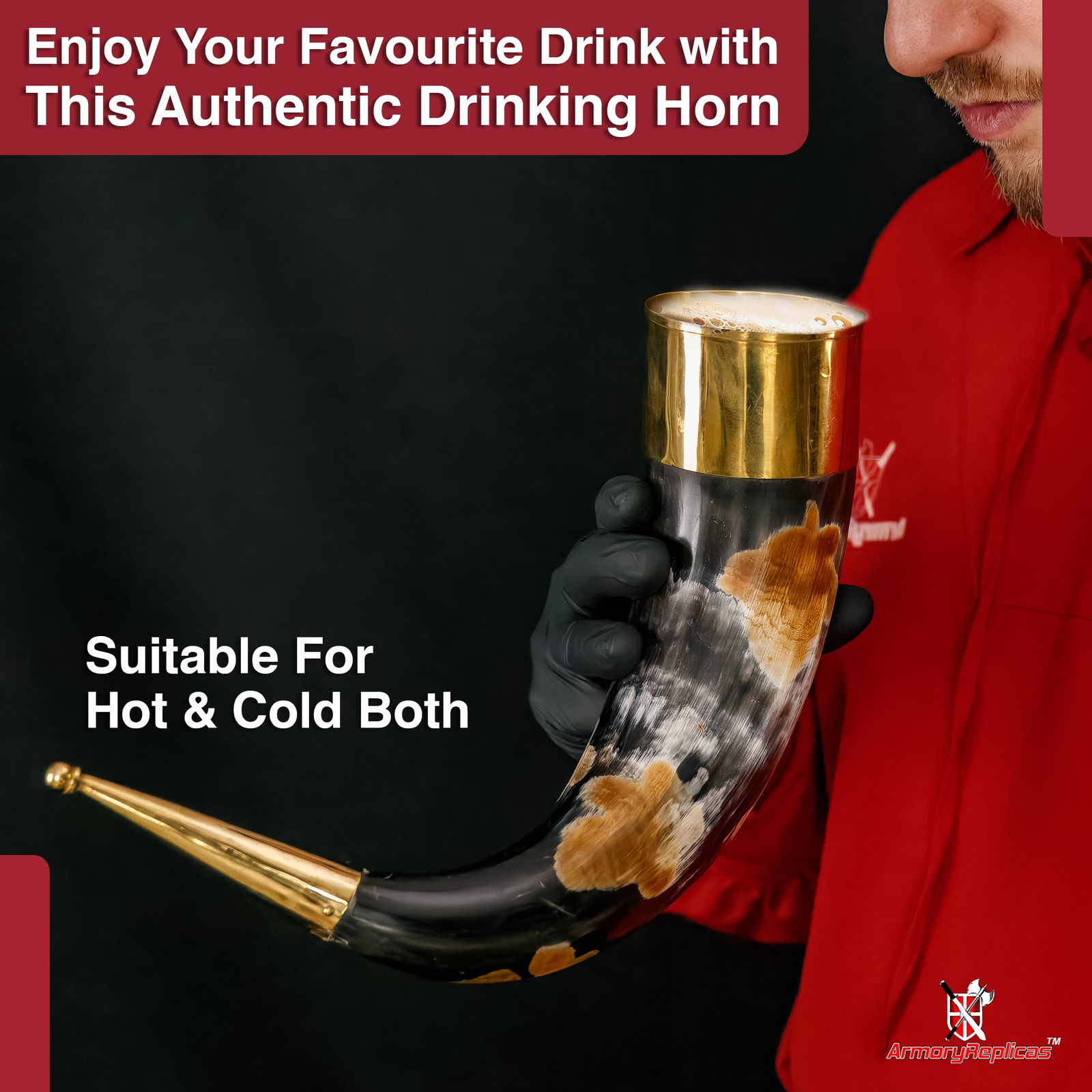 Horn of the Damned" Viking Drinking Horn - 15-20oz Handmade Natural Mug