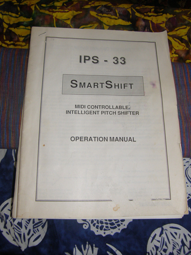 Manual for Digitech IPS33 Smart Shift Intelligent Pitch Shifter Audio Rack Midi