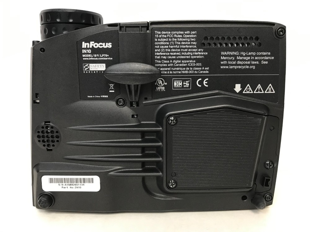 INFOCUS IN10 LP70+ DLP PROJECTOR 531 HOURS PROJECTOR ONLY